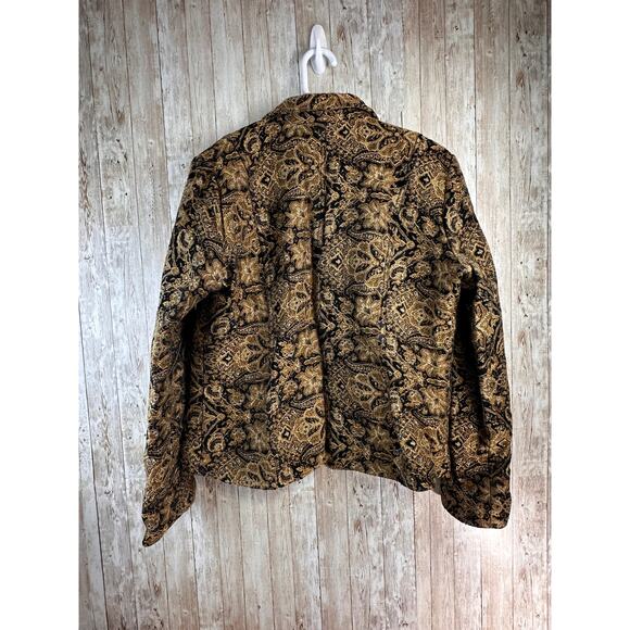 Vintage Erin‎ London Tapestry Jacket L Gold Black Floral Paisley Velvet Blazer - Picture 2 of 10